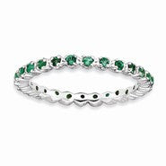 Sterling Silver Created Emerald Ring