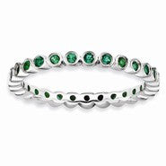 Sterling Silver Created Emerald Ring