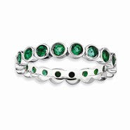 Sterling Silver Created Emerald Ring