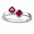 Sterling Silver Db Cushion Cut Created Ruby Ring
