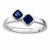 Sterling Silver Db Cushion Cut Created Sapphire Ring