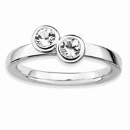 Sterling Silver Db Round White Topaz Ring