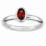 Sterling Silver Oval Garnet Ring