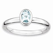 Sterling Silver Oval Aquamarine Ring