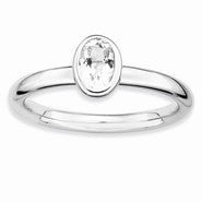 Sterling Silver Oval White Topaz Ring