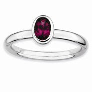 Sterling Silver Oval Rhodolite Garnet Ring