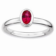 Sterling Silver Oval Ruby Ring