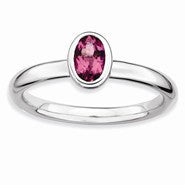 Sterling Silver Oval Pink Tourmaline Ring