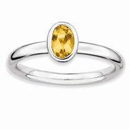 Sterling Silver Oval Citrine Ring