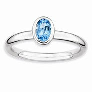 Sterling Silver Oval Blue Topaz Ring
