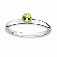 Sterling Silver High 4mm Round Peridot Ring