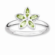 Sterling Silver Peridot Flower Ring