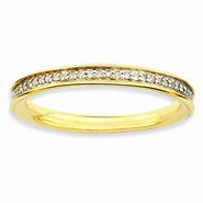 Sterling Silver & Diamonds Gold Plated Ring