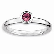 SS Low 4mm Round Pink Tourmaline Ring