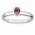Sterling Silver Low 4mm Round Pink Tourmaline Ring