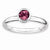 Sterling Silver Low 5mm Round Pink Tourmaline Ring