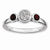 Sterling Silver Db Round Garnet & Diamond Ring