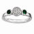 Sterling Silver Db Round Emerald & Diamond Ring