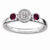 Sterling Silver Db Round Rhodium Garnet & Diamond Ring