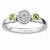Sterling Silver Db Round Peridot & Diamond Ring