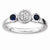Sterling Silver Db Round Sapphire & Diamond Ring