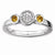 Sterling Silver Db Round Citrine & Diamond Ring