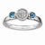 Sterling Silver Db Round Blue Topaz & Diamond Ring