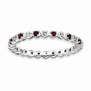 Sterling Silver Garnet & Diamond Ring