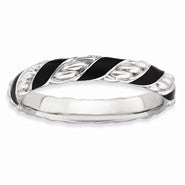 Sterling Silver Polished Black Enameled Ring