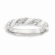 Sterling Silver Polished White Enameled Ring