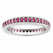 Sterling Silver Polished Created Ruby Eternity Ring