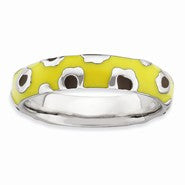 Sterling Silver Polished Enameled Animal Print Ring