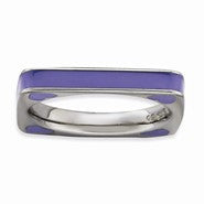 Sterling Silver Polished Purple Enameled Square Ring