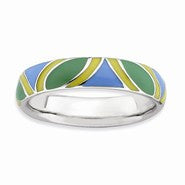 Sterling Silver Polished Multi color Enameled Ring