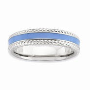 Sterling Silver Polished Blue Enameled Ring