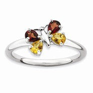 Sterling Silver Polished CI & GA Butterfly Ring