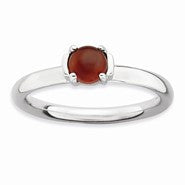 Sterling Silver Polished Red Agate Ring