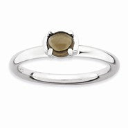 Sterling Silver Polished Smokey Quartz Ring