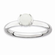 Sterling Silver Polished White Agate Ring