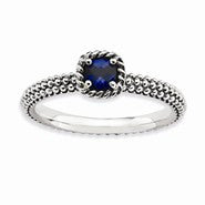 Sterling Silver Polished Sapphire Ring