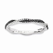 Sterling Silver Polished White and Black Diamond Ring
