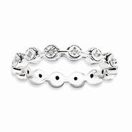 Sterling Silver Polished Diamond Ring