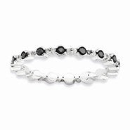 Sterling Silver Polished White and Black Diamond Ring