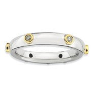 Sterling Silver Polished Diamond Ring