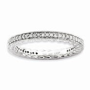 Sterling Silver Polished Diamond Ring
