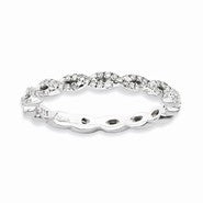 Sterling Silver Polished Diamond Ring