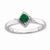 Sterling Silver Polished Created Emerald & Diamond Ring