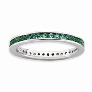 Sterling Silver Polished Created Emerald Ring