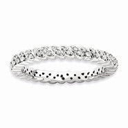 Sterling Silver Polished Diamond Ring