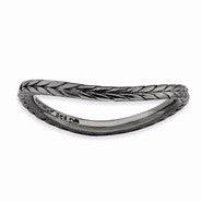 Sterling Silver Polished Black-plate Wave Ring
